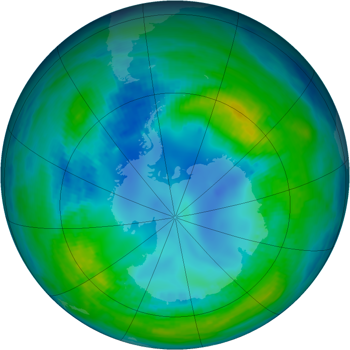 Antarctic ozone map for 01 May 1990